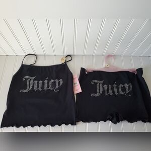 Juicy Couture Black Tank Shorts Set Sz M NWT